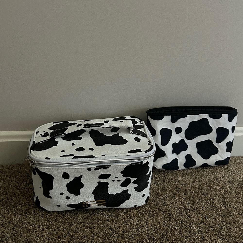 Cow Print Cosmetic Bag Set